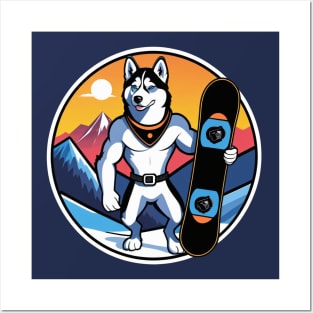 Strong Husky Snowboarder Posters and Art